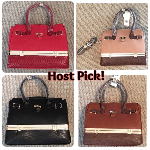 Storage Compartment Faux Leather Satchel Purse New - Picture 7 of 8